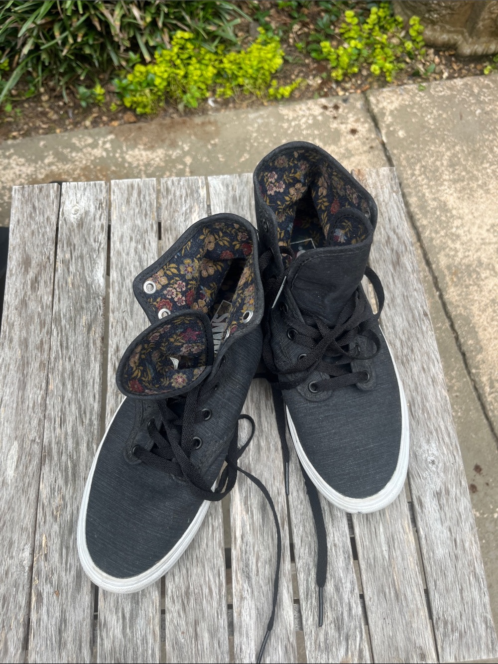 Vans Black High-Top Sneakers with Floral Lining